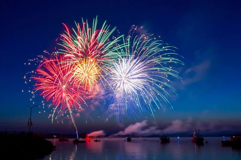 fireworks on a lake