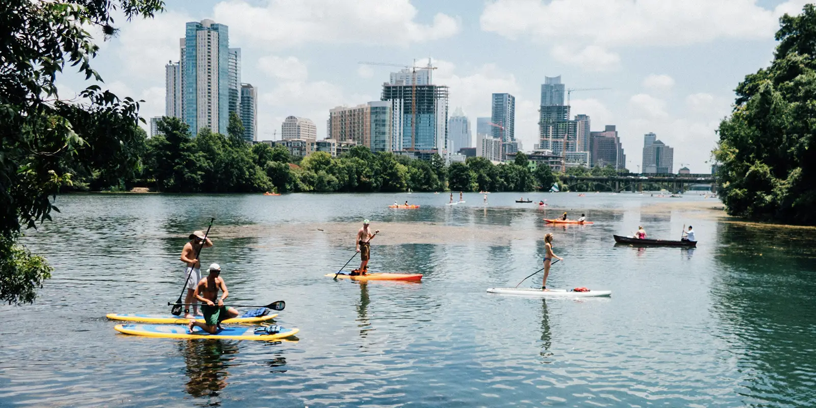 paddleboarding on Lady Bird Lake in Austin Texas