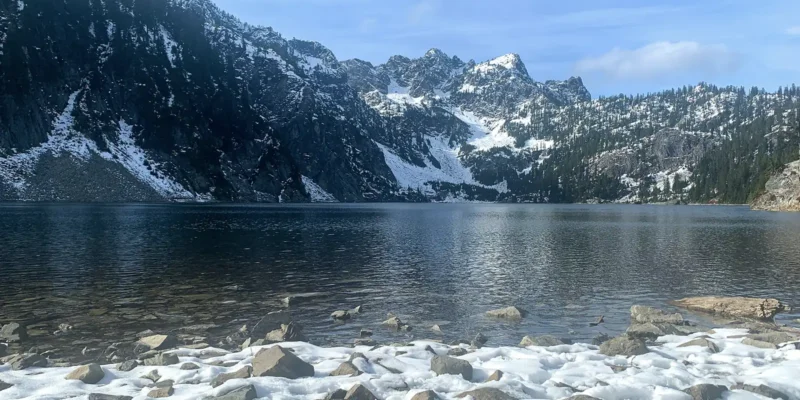 Swimming in a cold lake
